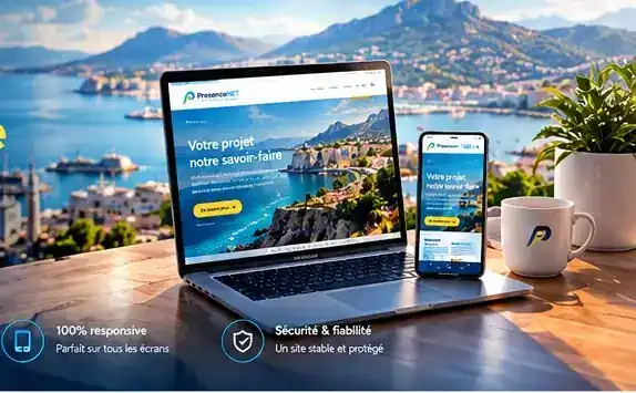 Création de site internet moderne sur ordinateur et mobile